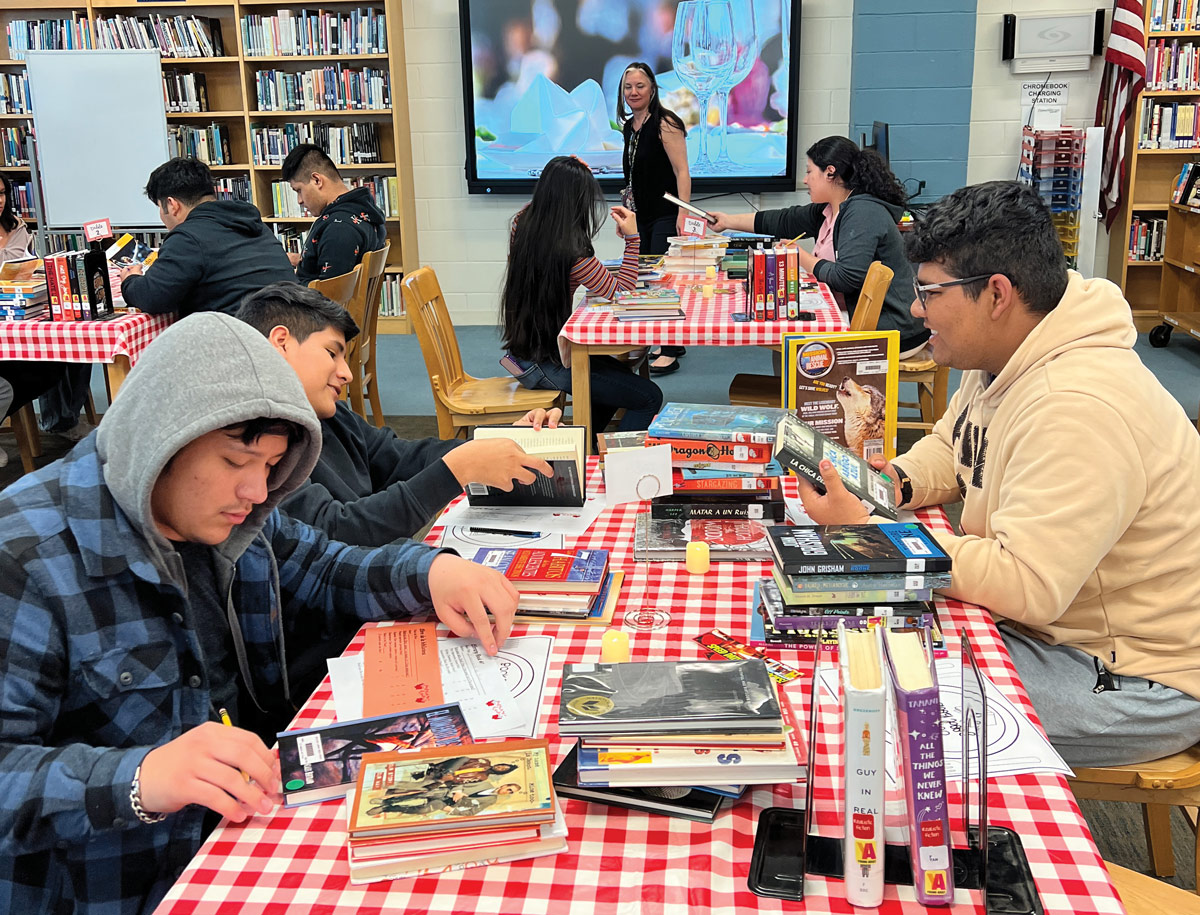 A Book Speed Dating event at Westlake High School in Thornwood, NY, organized by Westlake’s former library media specialist, Mary Knopp, and English as a new language teacher, Karyn Palladino. Photo by Mary Knopp