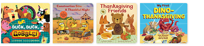 Four Thanksgiving board book covers