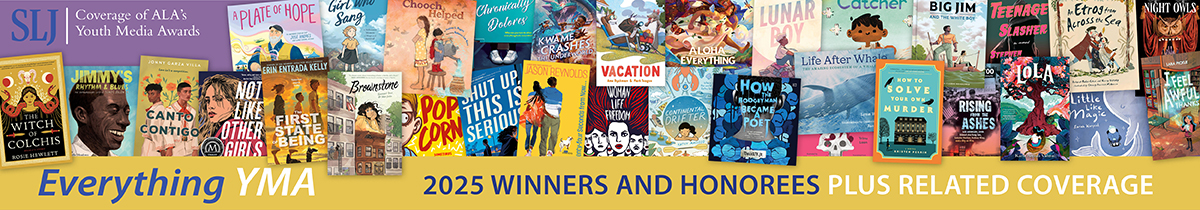 Everything YMA page banner with collage of winning book covers